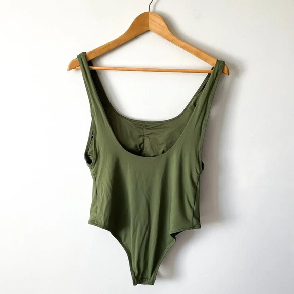 Zara Olive Green Classic One Piece Swimsuit Size XL - Picture 6 of 10